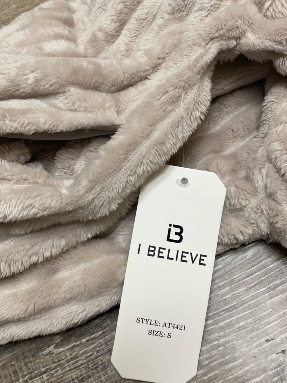 Plush Hooded Teddy Jacket in Light Beige - Picture 4 of 4